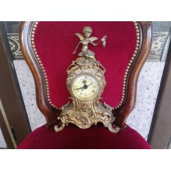 Голям и плътен месингов часовник с ангели - 2638