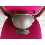 Медна патинирала кашпа от Франция с лъвски глави - 2850