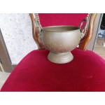 Медна патинирала кашпа от Франция с лъвски глави - 2850