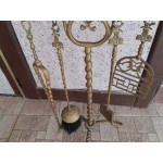 Много плътна месингова патинирала стойка за камина от Холандия - 2877