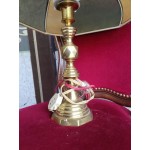 Настолна лампа от Испания с основа плътен месинг и плафон от кожа - 3293