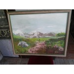 Много красива картина масло в още по красива  двойна рисувана рамка - 3357