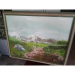 Много красива картина масло в още по красива  двойна рисувана рамка - 3357