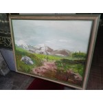 Много красива картина масло в още по красива  двойна рисувана рамка - 3357