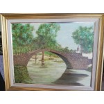 Картина масло на платно от Испания с красива двойна рамка - 3503