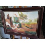 Средна картина масло върху платно от Испания с отлична рамка - 3533