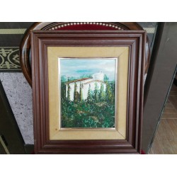 Малка картина масло на платно от Испания в двойна рамка - 3546