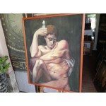 Средна стара картина масло на платно от Испания - 3562