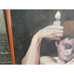 Средна стара картина масло на платно от Испания - 3562