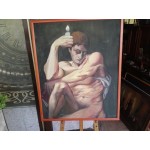 Средна стара картина масло на платно от Испания - 3562