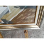 Средна картина масло на платно от Испания в страхотна тройна рамка - 3569
