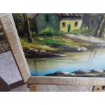 Средна картина масло на платно от Испания в хубава рамка - 3581