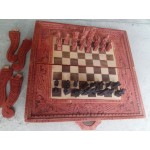 Шах и табла от Индия в релефна дървена кутия - 4162