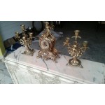 Комплект каменен часовник и свещници от Испания - 4315