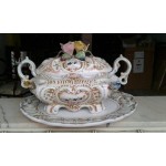 Огромен порцеланов супник от Испания с капак и поднос - 4332