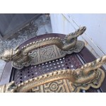 Топ, масивни дръжки от врата с дракони и йероглифи, антика, много стари с патина, рядкост - 7170