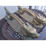 Топ, масивни дръжки от врата с дракони и йероглифи, антика, много стари с патина, рядкост - 7170