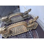 Топ, масивни дръжки от врата с дракони и йероглифи, антика, много стари с патина, рядкост - 7170