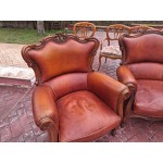 Кожен комплект от Франция, дъб и естествена кожа - 6984