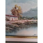Средна картина масло на платно Испания, отлична рамка, подписана - 7071