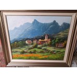 Голяма картина масло на фазер Испания, отлична тройна рамка, подписана - 7080