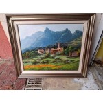 Голяма картина масло на фазер Испания, отлична тройна рамка, подписана - 7080