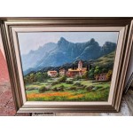 Голяма картина масло на фазер Испания, отлична тройна рамка, подписана - 7080