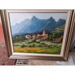Голяма картина масло на фазер Испания, отлична тройна рамка, подписана - 7080