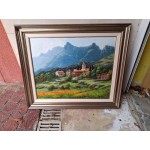 Голяма картина масло на фазер Испания, отлична тройна рамка, подписана - 7080