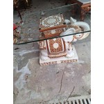 Холна малка маса с кристално 1см стъко и основа рисуван порцеланов слон - 7092