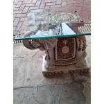 Холна малка маса с кристално 1см стъко и основа рисуван порцеланов слон - 7092