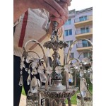 Прекрасен посребрен полилей  - 7 лампи Испания, всички мъниста налични - 7120