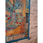 Килим от памук Индия, ръчно изработен с втъкани полускупоценни камъни, много шевици и декорации - нов - 6947