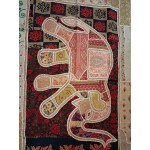 Килим от памук Индия, ръчно изработен с втъкани полускупоценни камъни, много шевици и декорации - нов - 6949