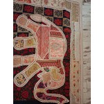 Килим от памук Индия, ръчно изработен с втъкани полускупоценни камъни, много шевици и декорации - нов - 6949