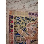 Килим от памук Индия, ръчно изработен с втъкани полускупоценни камъни, много шевици и декорации - нов - 6950