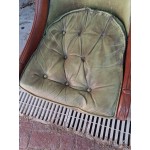 Три броя кресла Испания, естествена зелена кожа, дърворезби - 6959
