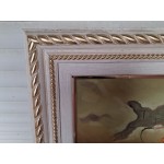Голяма картина масло на платно Испания, страхотна петорна рамка, подписана - 6893