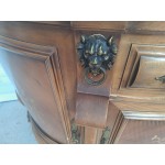 Голям дъбов долен шкаф с интарзии и месингови декорации - 6806