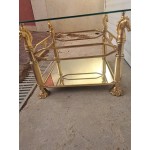 Топ продукт, месингова холна маса с коне и кристално дебело стъкло с кант - 6813