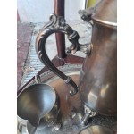 Посребрен чайник с масленица и захарница върху гравиран поднос - 6680