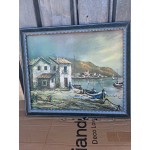 Средна картина масло на платно Испания, отлична рамка - 6563
