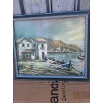 Средна картина масло на платно Испания, отлична рамка - 6563