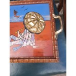 Френски дъбов поднос с месингови дръжки - 6506