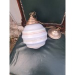 Френски полилей от млечно рисувано стъкло и медни елементи - 6509