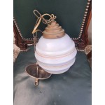Френски полилей от млечно рисувано стъкло и медни елементи - 6509