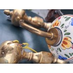 Френски месингови работещи аплици с порцеланови рисувани чаши - 6511