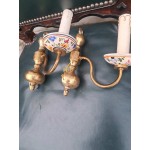 Френски месингови работещи аплици с порцеланови рисувани чаши - 6511