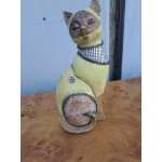 Керамична котка с много красиви декорации - 6358
