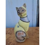 Керамична котка с много красиви декорации - 6358